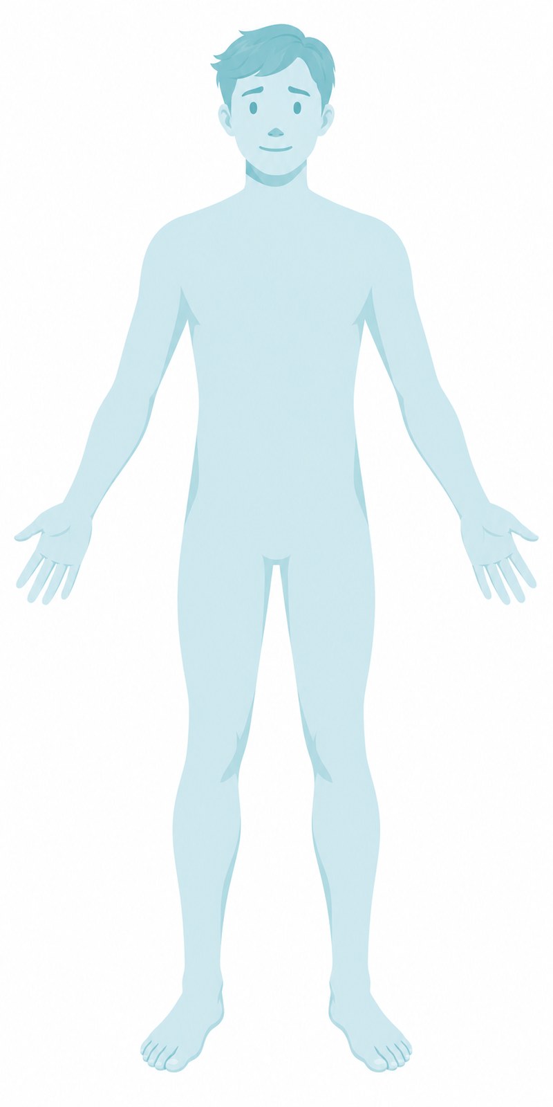 Full-body illustration of a man in pale blue